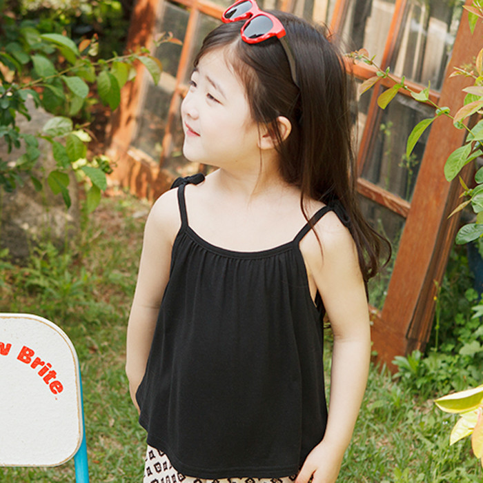 韓國進口正品童裝代購批發 2016夏女童兒童純色吊帶修身T恤0613工廠,批發,進口,代購