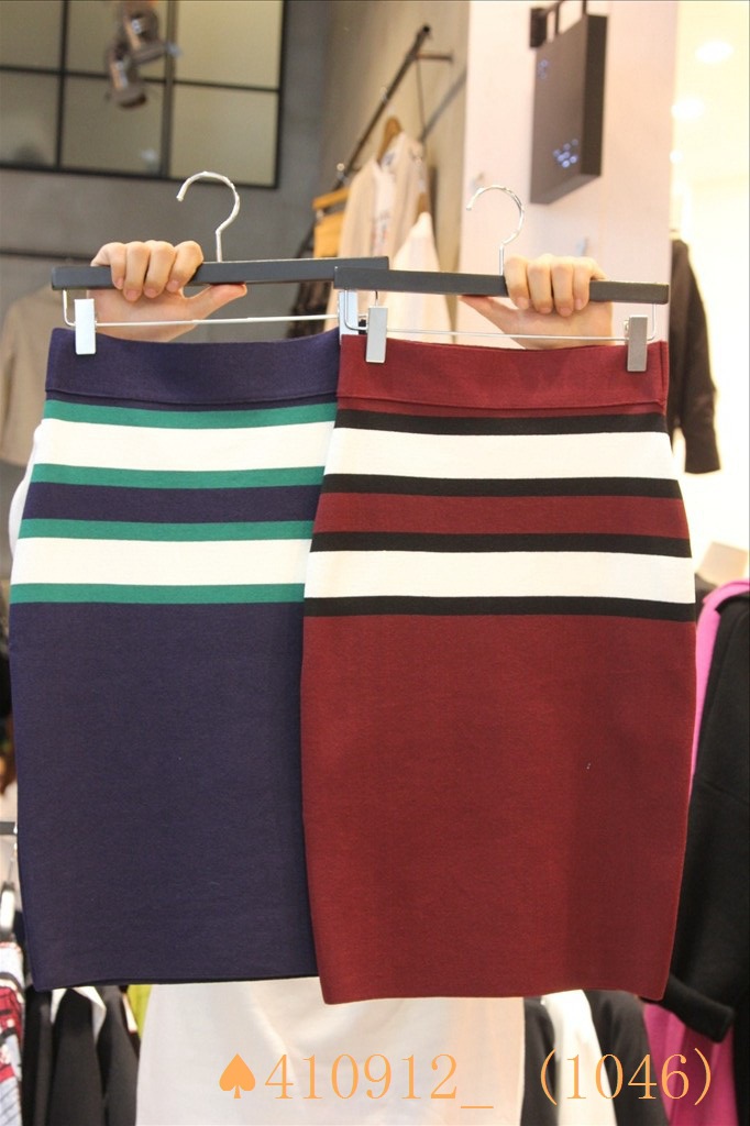 2015秋裝新款韓國代購東大門女裝正品批發高腰條紋針織包臀裙顯瘦工廠,批發,進口,代購