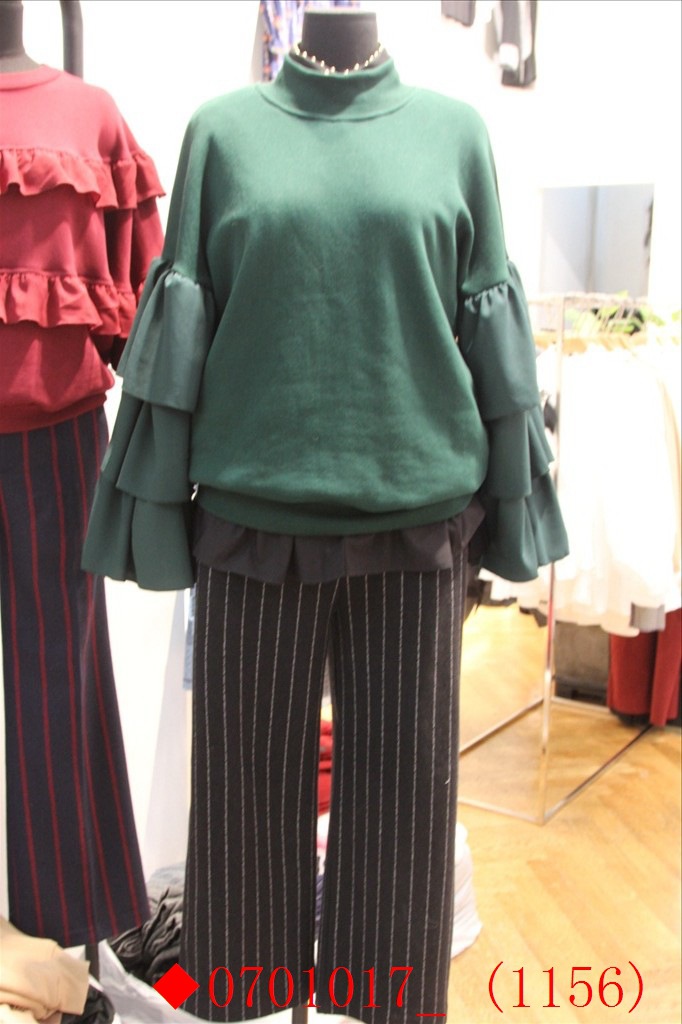 2015秋裝新款韓國代購東大門女裝正品批發高領純色荷葉袖長袖衛衣工廠,批發,進口,代購