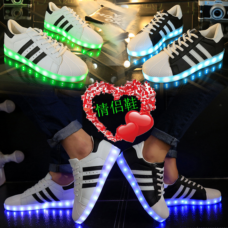 廠傢批發2016春夏季新款燈鞋低幫LED情侶鞋USB充電發光鞋男女板鞋工廠,批發,進口,代購