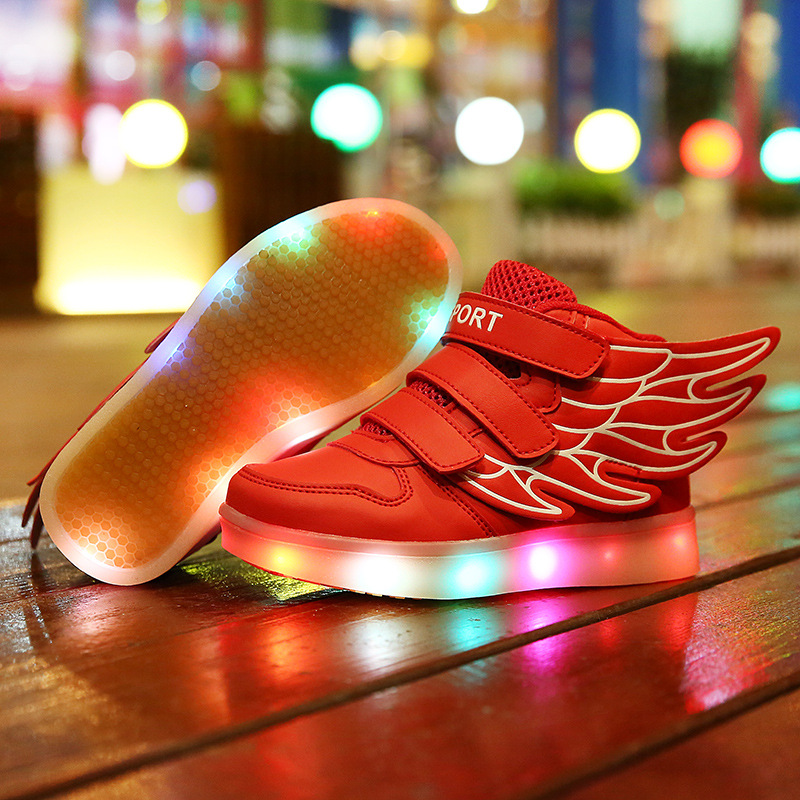 2016春季品牌童鞋翅膀USB兒童運動LED發光男板鞋韓版外貿廠傢批發工廠,批發,進口,代購