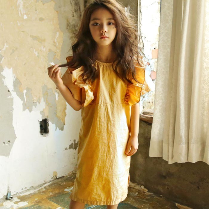 韓國進口正品童裝代購批發 2016夏女童母女荷葉袖連衣裙親子0330工廠,批發,進口,代購