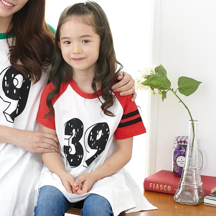 韓國進口正品童裝代購批發 2016夏女童母女親子裝短袖長款T恤0327工廠,批發,進口,代購
