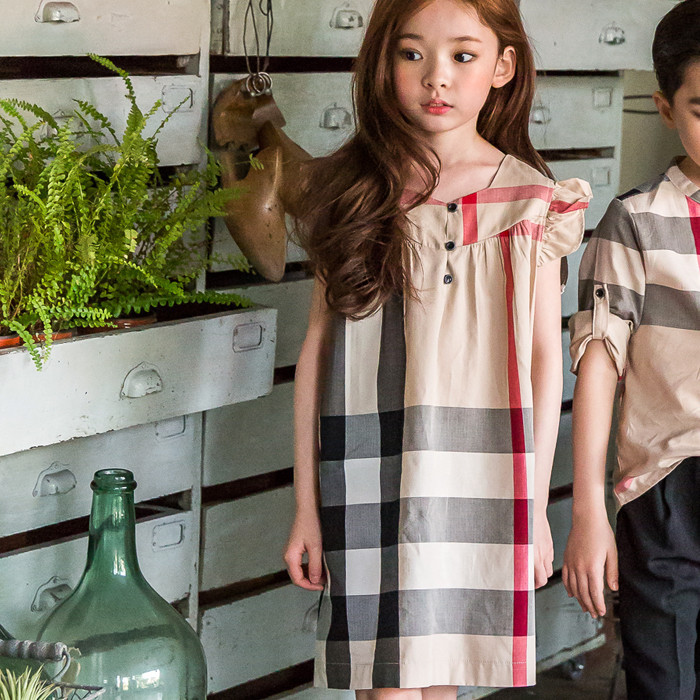 韓國進口正品童裝代購批發 2016夏女童母女格紋連衣裙親子裝0426工廠,批發,進口,代購