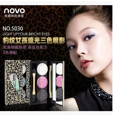 韓國正品愛莉 NOVO 豹紋女孩琉光三色眼影工廠,批發,進口,代購