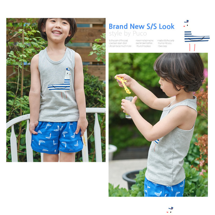 韓國進口正品代購男女兒童puco2015夏季新款無袖透氣傢居服內衣套工廠,批發,進口,代購