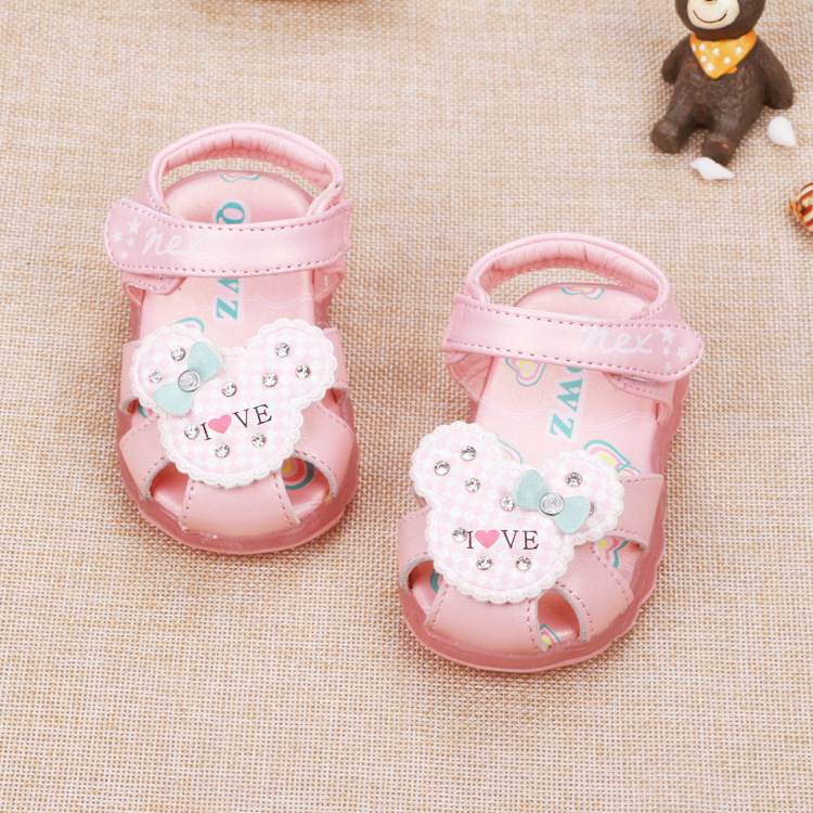 2016夏季新款韓版時尚公主鞋0-1-2歲女寶寶包頭涼鞋嬰兒閃燈鞋子工廠,批發,進口,代購