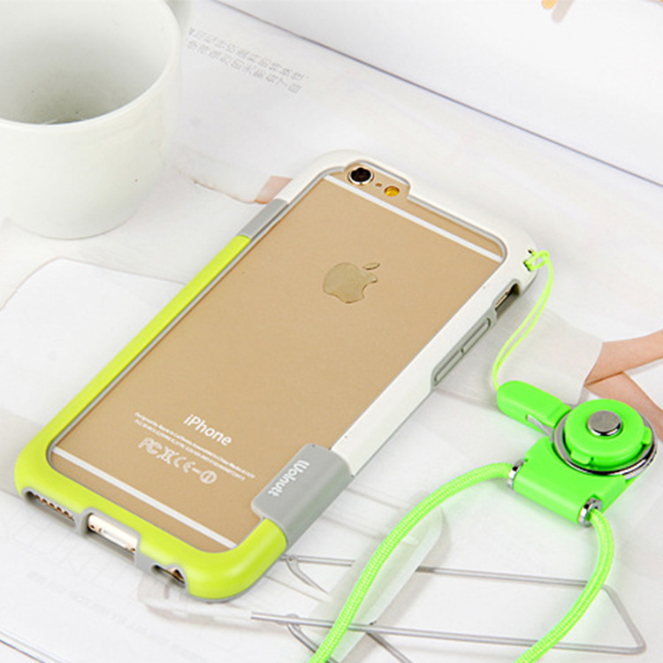 新款iPhone6S手機殼帶掛繩撞色邊框 蘋果6S Plus雙色邊框tpu外殼工廠,批發,進口,代購