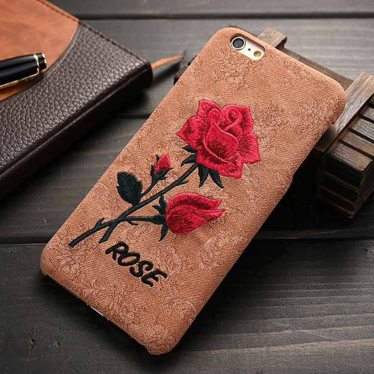 iPhone6S刺繡玫瑰手機殼 蘋果6玫瑰花手機保護殼 情人禮品手機套批發・進口・工廠・代買・代購