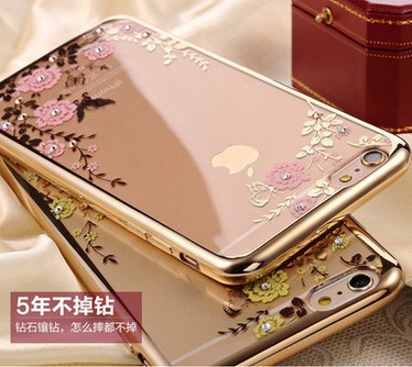 秘密花園蘋果6手機殼水鉆iphone6s plus保護套tpu電鍍鑲鉆手機殼工廠,批發,進口,代購