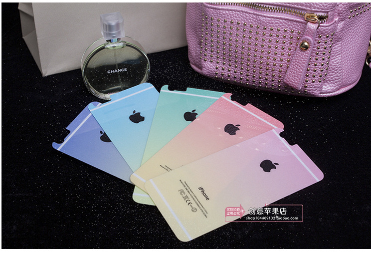 漸變閃粉彩膜蘋果iPhone6全屏覆蓋鋼化膜蘋果6plus/5s手機保護膜工廠,批發,進口,代購