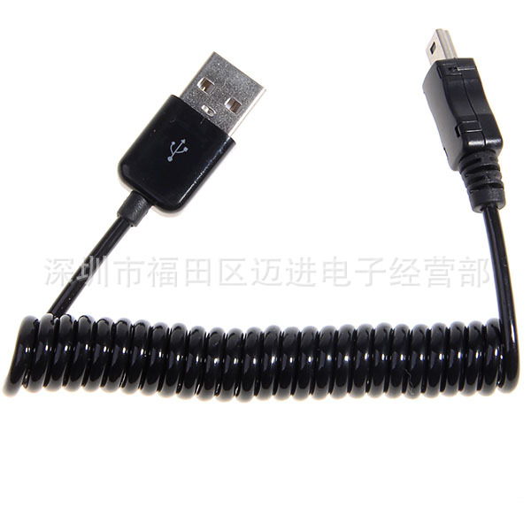 mini usb彈簧數據線 迷你USB伸縮式手機充電線 v3車載彈簧充電線批發・進口・工廠・代買・代購