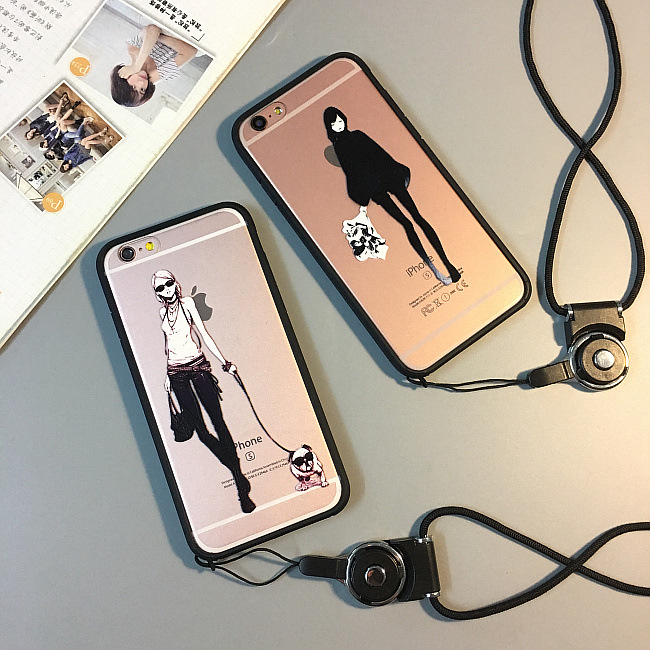 韓國女孩蘋果iPhone6s掛脖繩手機殼 6plus防摔保護套 5SE外殼潮女批發・進口・工廠・代買・代購