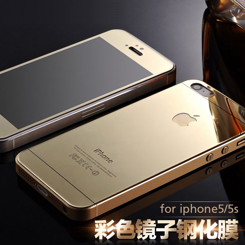 iPhone5S電鍍鋼化彩膜 蘋果5S鏡子麵玻璃膜 全屏覆蓋手機保護貼膜工廠,批發,進口,代購