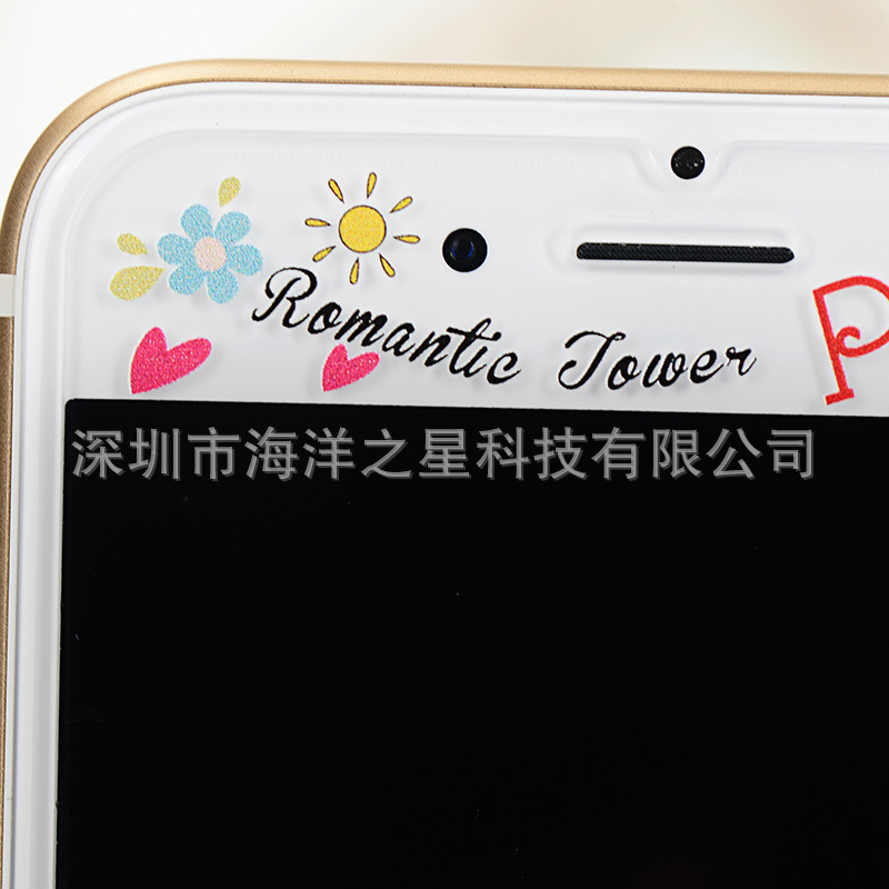 陌尚花iPhone6 plus 3D浮雕彩色鋼化玻璃膜 蘋果卡通手機保護彩膜工廠,批發,進口,代購