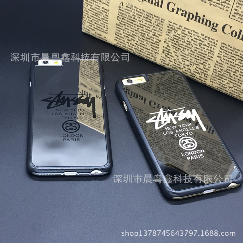 潮牌Stussy電鍍鏡麵iPhone6 5s手機殼4.7硬殼蘋果6Plus手機保護套工廠,批發,進口,代購