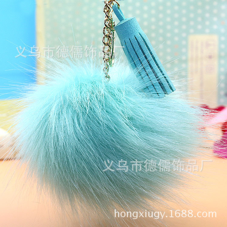 韓國創意汽車鑰匙掛件圈鏈可愛毛球毛絨流蘇鑰匙扣女包掛件飾品批發・進口・工廠・代買・代購