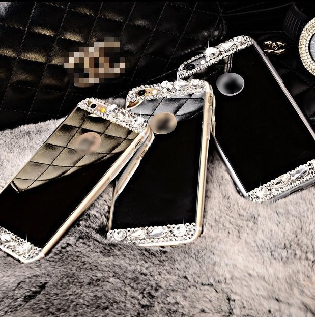 iphone6S手機殼鏡麵水鉆三星S6 S7edge鏡子殼 5s鑲鉆矽膠手機套批發・進口・工廠・代買・代購