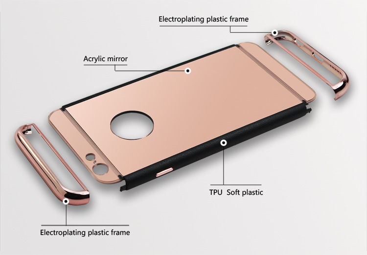 新款亞克力電鍍鏡麵 iphone6s手機殼 蘋果6plus保護套 三合一外殼批發・進口・工廠・代買・代購