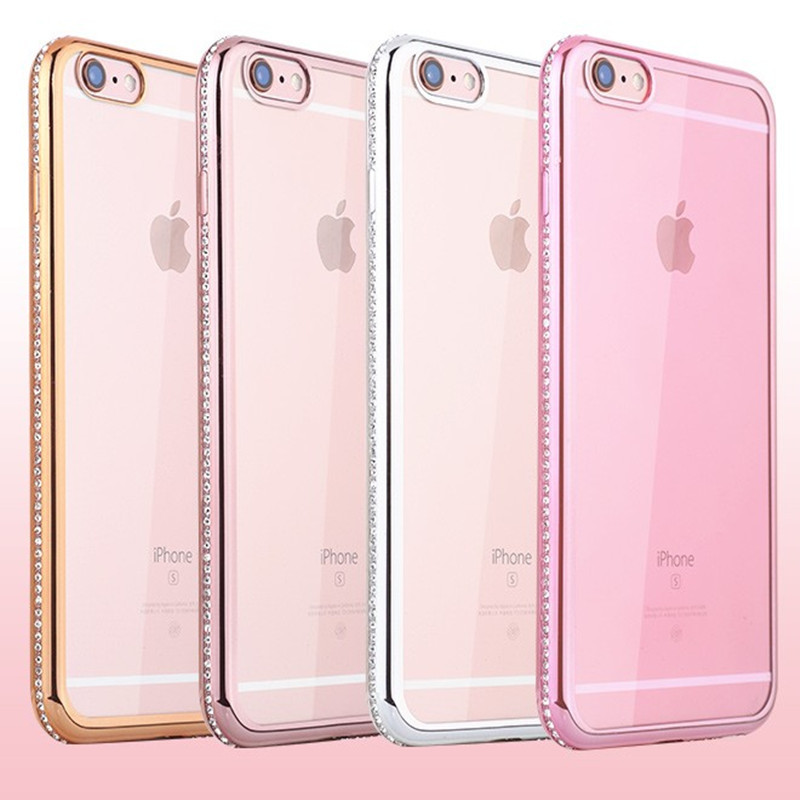 iphone6s plus手機殼 蘋果6鑲鉆電鍍tpu iphone6/6plus手機保護套工廠,批發,進口,代購