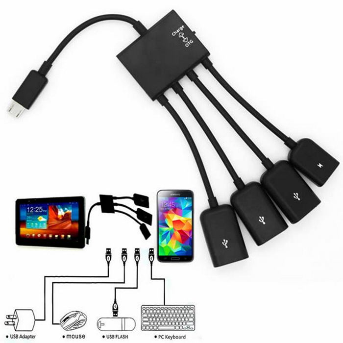 批發一拖四OTG數據線USB micro接口OTG線 安卓手機隨身碟連接線批發・進口・工廠・代買・代購