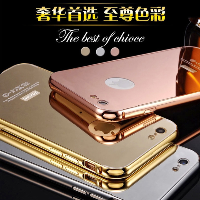 新款 iPhone6手機殼 金屬邊框電鍍鏡麵後蓋保護殼 批發一件代發工廠,批發,進口,代購