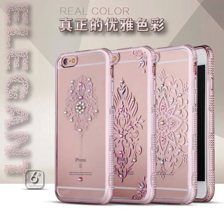 三排鑲鉆蘋果6s/6手機殼iphone6/6s plus六玫瑰金女新款鉆石電鍍工廠,批發,進口,代購