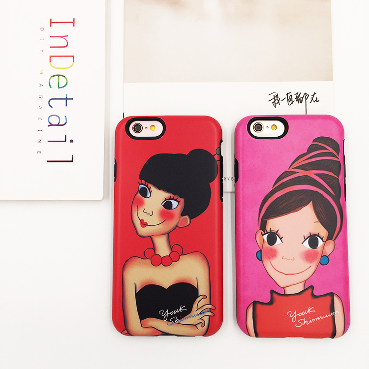 韓國陸心媛手機殼iphone6s可愛女孩保護套蘋果6plus雙層防摔軟殼工廠,批發,進口,代購