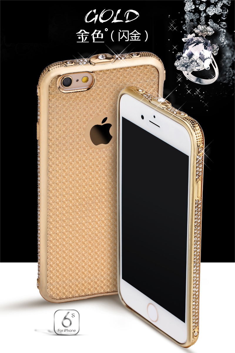 新款TPU蘋果手機保護殼 水鉆奢華iPhone6s軟殼玫瑰金5.5寸新款工廠,批發,進口,代購