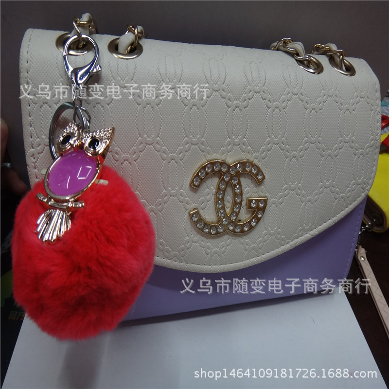 韓國超大獺兔毛球鑰匙扣車用毛絨掛飾女士毛球鑰匙鏈時尚包掛件批發・進口・工廠・代買・代購