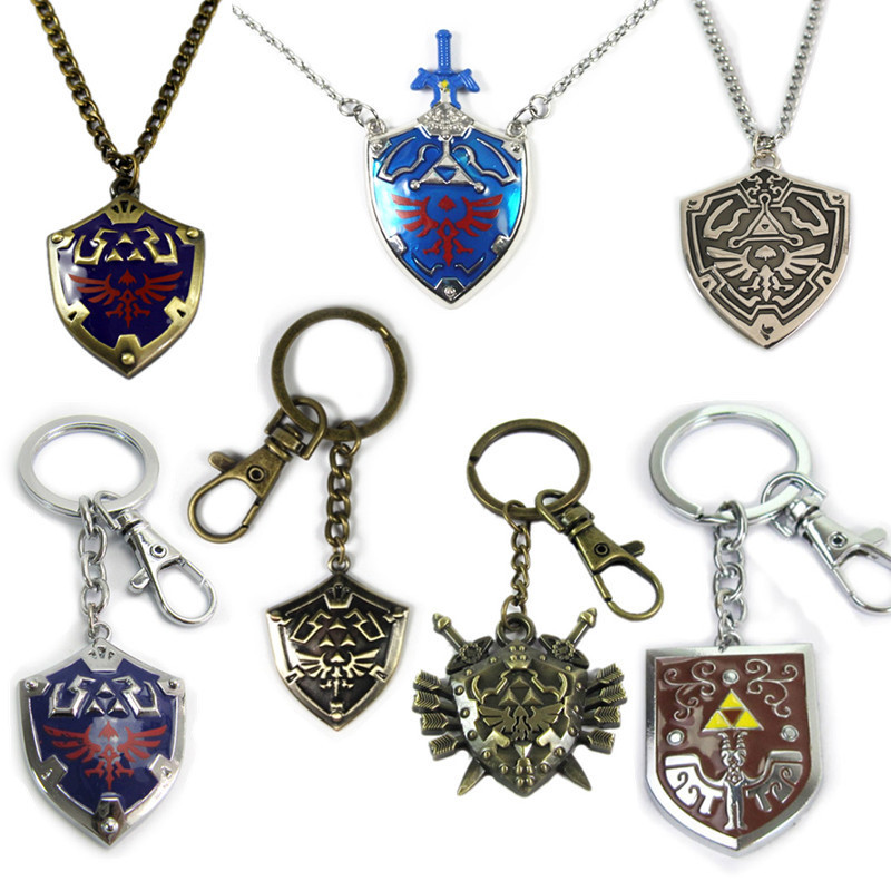 塞爾達傳說盾牌合金屬鑰匙扣 盾配寶劍項鏈小飾品掛件 遊戲動漫工廠,批發,進口,代購