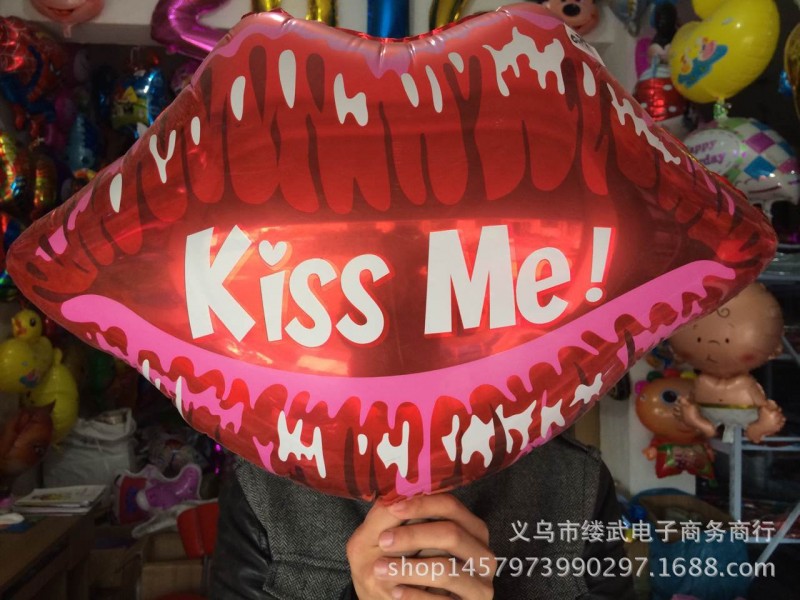 新款 紅嘴唇氣球Kiss Me 大嘴巴鋁膜氣球情人節結婚慶典晚會佈置工廠,批發,進口,代購