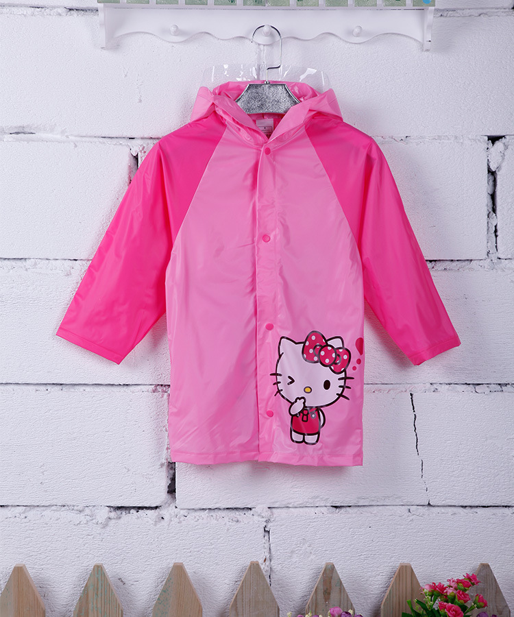 韓國時尚兒童雨衣粉紅色hello kitty兒童小學生卡通帽頭雨衣定做批發・進口・工廠・代買・代購