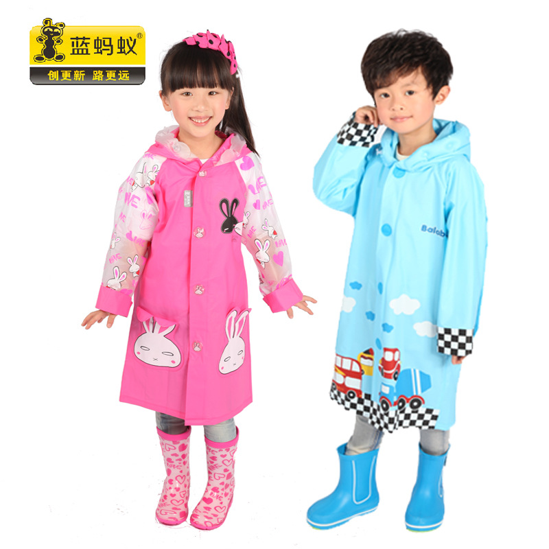 藍螞蟻可愛兒童雨衣雨披帶書包位男童女童卡通韓國加厚雨披批發批發・進口・工廠・代買・代購