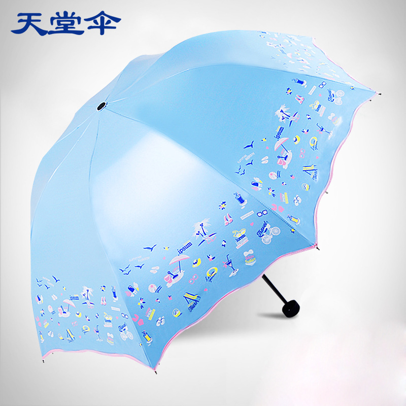 正品天堂傘33190E完美旅行 三折黑膠防紫外線太陽傘遮陽傘晴雨傘工廠,批發,進口,代購