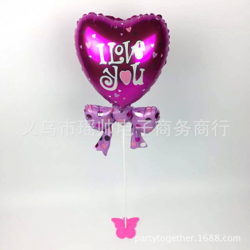 迷你鋁膜氣球 蝴蝶結愛心氣球 I LOVE YOU 情人節裝飾婚慶氣球工廠,批發,進口,代購
