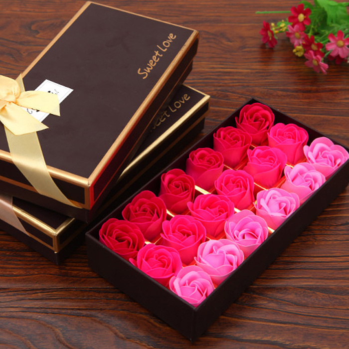 創意禮物浪漫禮品咖啡盒玫瑰花皂花 七夕情人節禮物18朵玫瑰皂花批發・進口・工廠・代買・代購