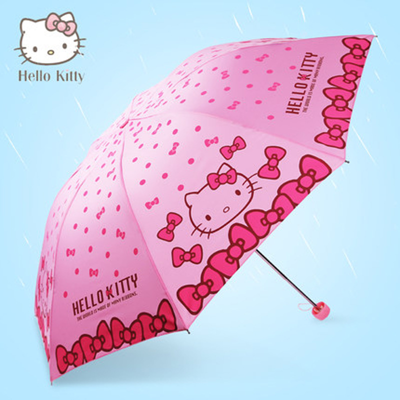 正品hello kitty兒童雨傘遮陽防曬三折折疊防紫外線蝴蝶結 9904工廠,批發,進口,代購