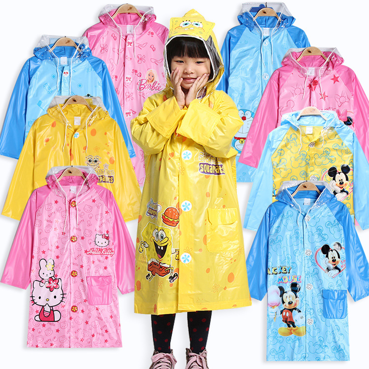 新款兒童卡通雨衣米妮米奇hellokitty學生外貿雨披帶書包位批發・進口・工廠・代買・代購
