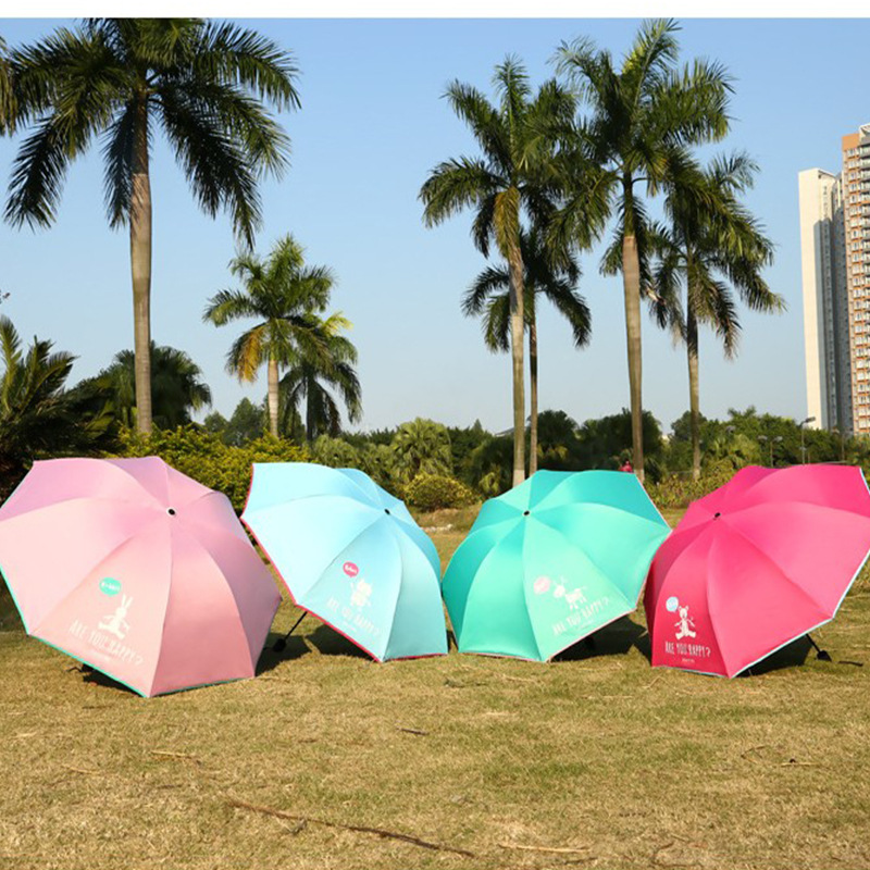 創意可愛木頭人黑膠四節桿折疊雨傘 遮陽超強防曬學生雨傘批發工廠,批發,進口,代購