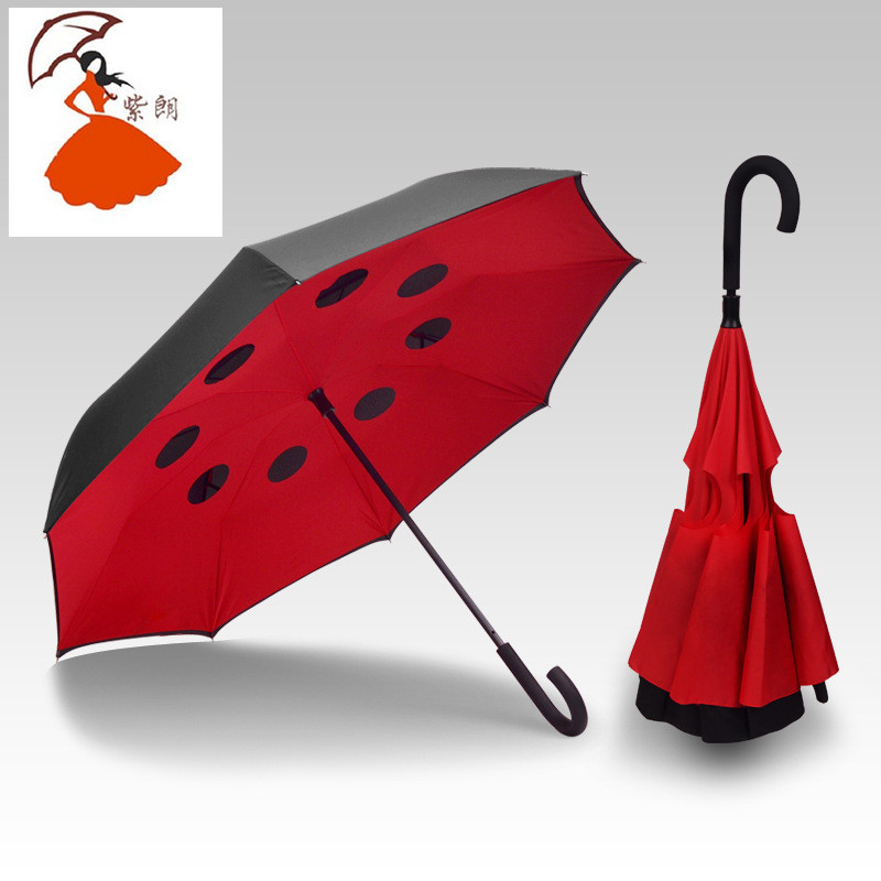 創意雙層反向汽車傘 免持手柄反向傘 專用汽車反向雨傘定製批發・進口・工廠・代買・代購
