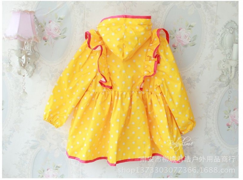 2014童裝時尚寶寶波點荷葉邊公主雨衣|韓國兒童雨衣寶寶雨披防水批發・進口・工廠・代買・代購