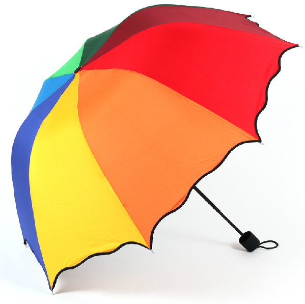 創意折疊公主雨傘 可愛荷葉邊拱形彩虹傘 三折拒水阿波羅雨傘廣告批發・進口・工廠・代買・代購