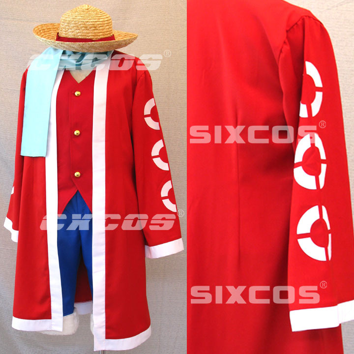 AL0345 海賊王/One Piece-草帽路飛劇場版紅色披風套裝 COS服定做工廠,批發,進口,代購