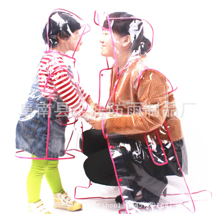韓版EVA雨衣透明時尚親子外貿進口可愛戶外兒童雨披旅遊風衣雨衣批發・進口・工廠・代買・代購