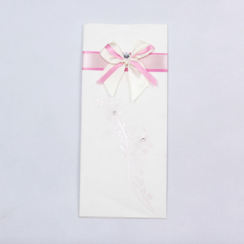 西式經典粉紅色花束情人節賀卡定製 蝴蝶結裝飾邀請卡工廠,批發,進口,代購