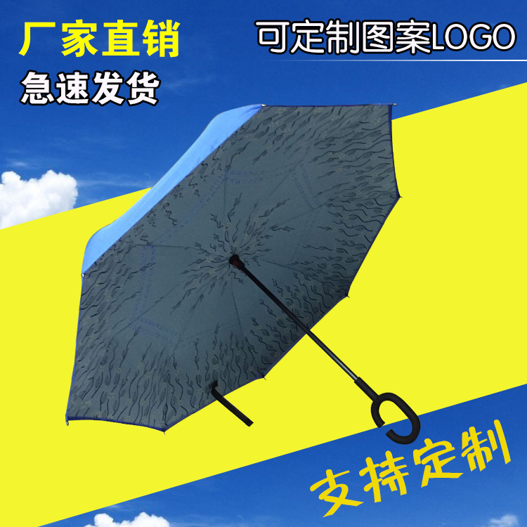 創意雙層免持式反向傘可站立汽車傘晴雨傘反開傘長柄傘可定製LOGO批發・進口・工廠・代買・代購