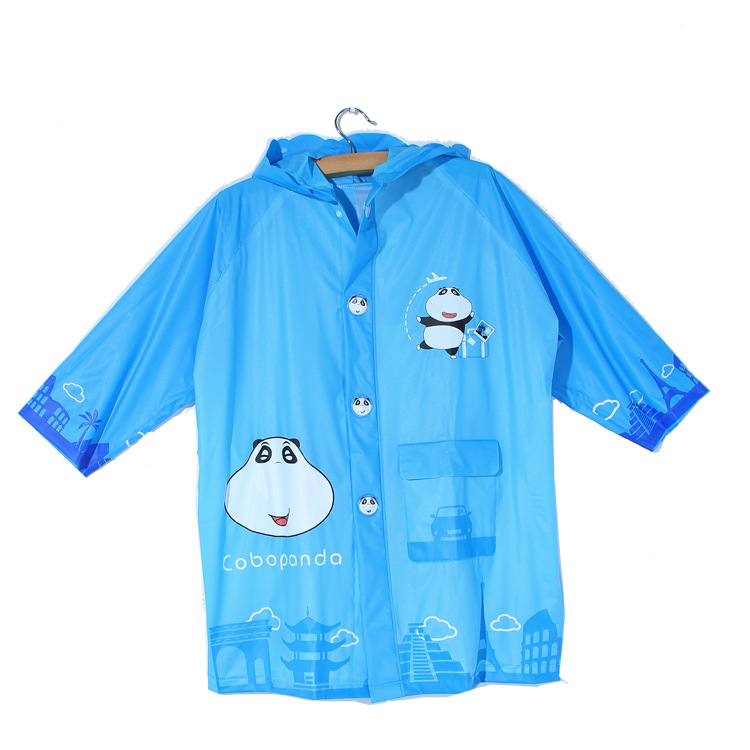 天堂鳥2016新款兒童雨衣 韓版男女學生卡通帶書包位 藍色酷巴熊批發・進口・工廠・代買・代購