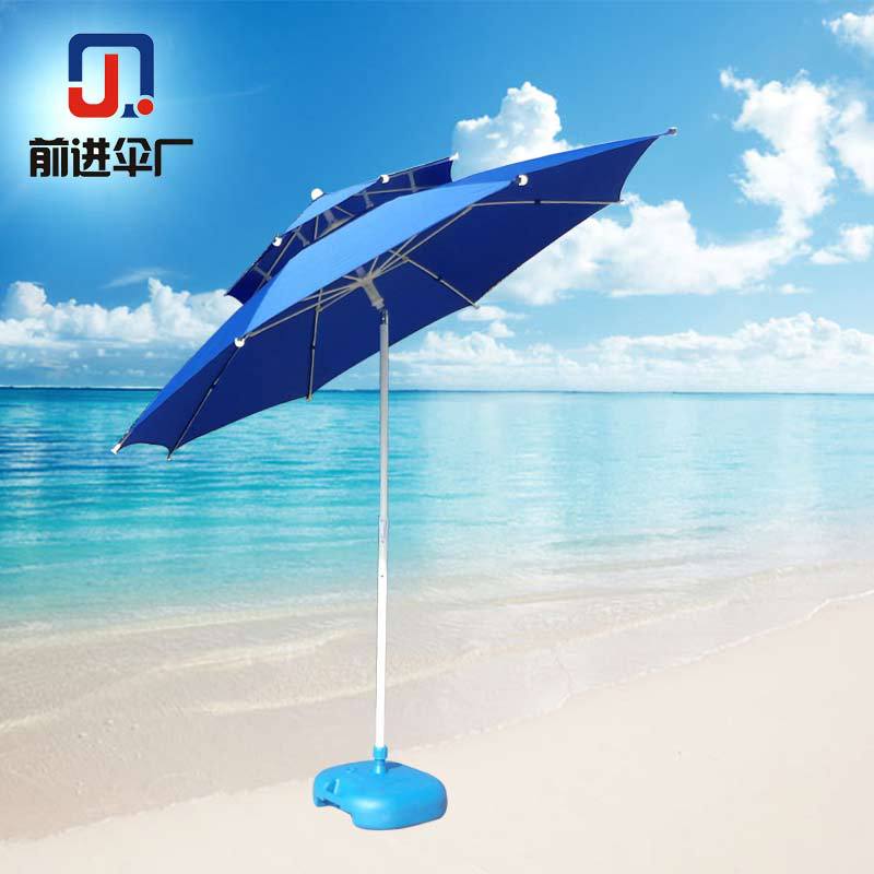 廠傢供應 戶外遮陽傘太陽傘 雙層沙灘庭院擺攤傘 2.4米旋轉雙頂傘批發・進口・工廠・代買・代購