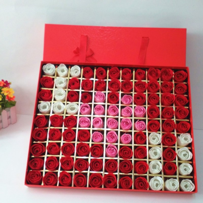 香皂花七夕情人節創意禮品 99朵手提式肥皂玫瑰花禮盒一件代發工廠,批發,進口,代購